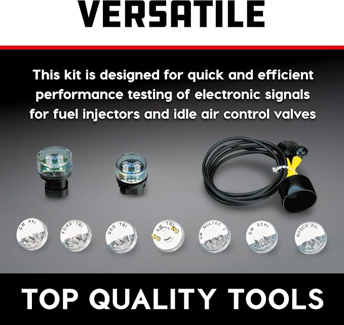 Powerbuilt Deluxe Fuel Injection Test Noid Light Tool Set, Kit Tests Vehicle Electronic Fuel Injectors and Idle Air Control Valves - 648745,Black