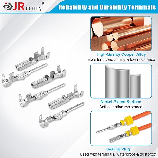 JRready ST6523 Pin Connector Kit Wire Seals Electrical Automotive Contact Male and Female Crimp Superseal 1.5 Terminal Waterproof Connector Pins Car Marine Truck 14-16AWG/16-18AWG/20-22AWG 621Pcs