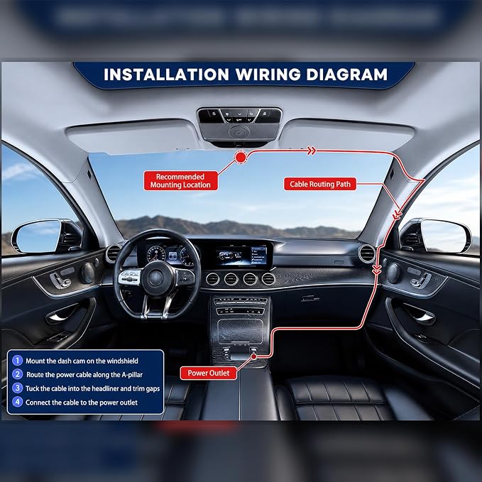3-inch 1080p High-Definition Dashcam for Cars with Super Night Vision, 170° Large Wide-Angle, 24 Hour Recording, G-Sensor Parking Monitoring Loop Video Motion Detection