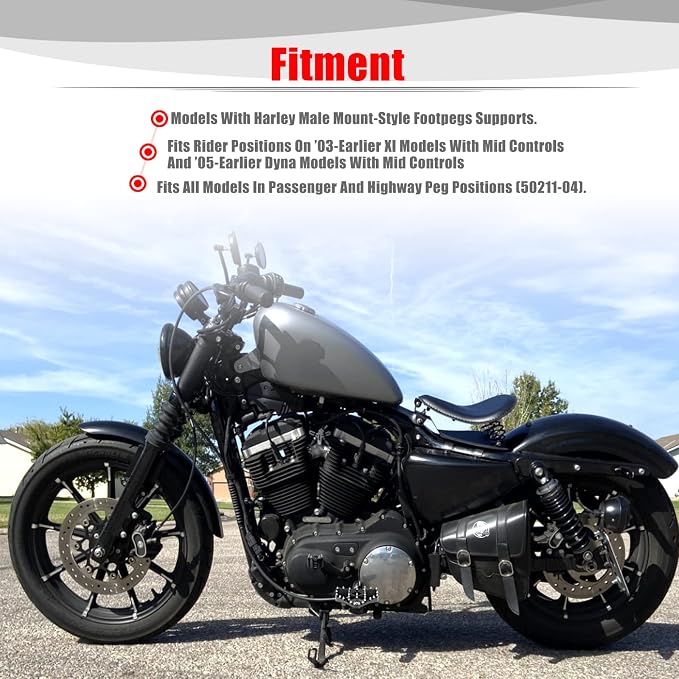 Goldfire MX Style Foot Peg Front Rear Pegs Footrests Boards MINI Floorboards Highway Pegs Fit For Motorcycle Harley Electra Glide Softail Dyna Chopper Sportster 883 (Black)
