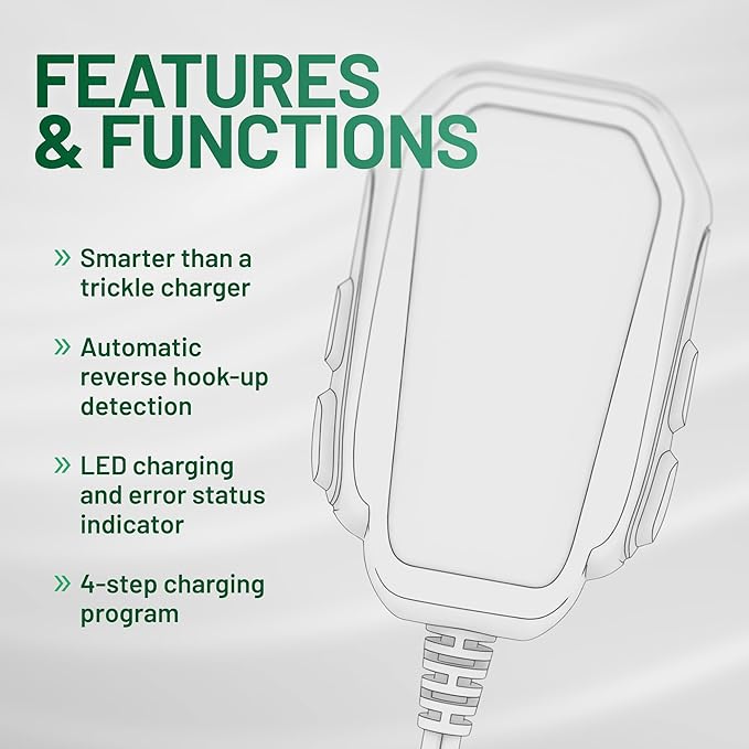 Battery Tender Junior 12V, 750mA Charger and Maintainer: Automatic 12V Powersports for Motorcycle, ATVs, and More - Smarter Than a Trickle Charger - 021-0123