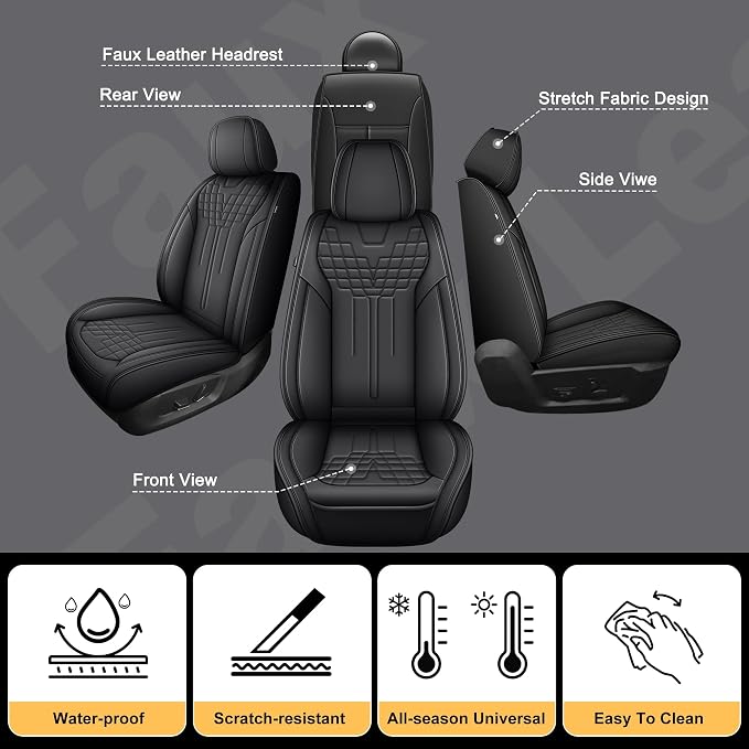 for Ford 2025 2026 F150 Seat Covers 2009-2026 F250 F350 F450 2017-2026 | Premium Handmade Leather Waterproof Fits Not Only SuperCrew Lightning King Ranch Platinum Tremor SVT Raptor
