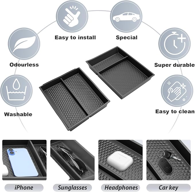 SKTU 2-Pack for 2025 2026 Nissan Murano Center Console Organizer for 2025 2026 Nissan Murano (SV/SL/Platinum) Under Console Tray 2025 2026 Murano Lower Console Tray Nissan Murano 2025 2026 Accessories