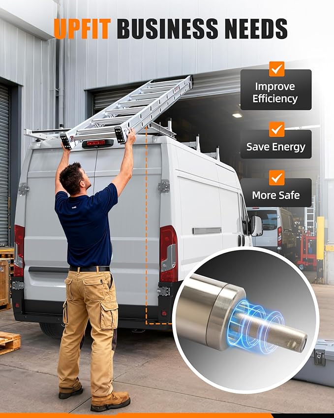 MELIPRON Van Roof Ladder Rack with Rear Roller Fits for 2013-2025 RAM ProMaster, Steel Cargo Van Rack with Anti-Rust Coating, Ideal for Transporting Ladders, Pipes