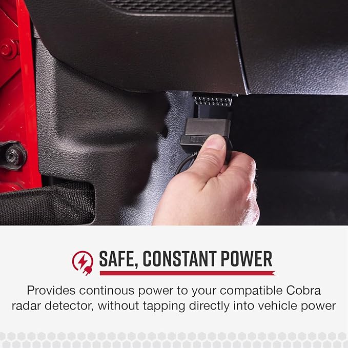 OBDII to Barrel Connector Power Cord with for Cobra Radar Detectors, Compatible with Cobra RAD350 380 450 480i 700i for Windshield or Mirror Mount Applications