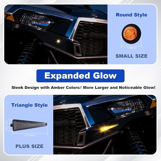 UTV Turn Signal Kit with Lever Column Switch and Triangle Amber Light,Pre-Wired, Plug and Play with Horn, Compatible with Polaris, CFMOTO,Can-Am, Pioneer, Kawasaki