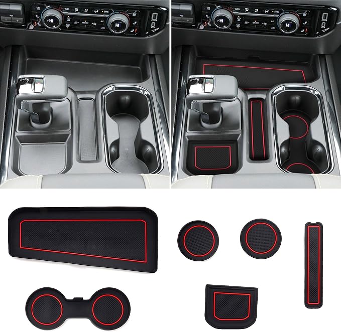 For 7PCS Silverado Sierra Center Console Organizer & Console Liners - Refreshed Models 2022-2026 Chevy Silverado/GMC Sierra 1500-2024-2026 Silverado/Sierra 2500HD 3500HD