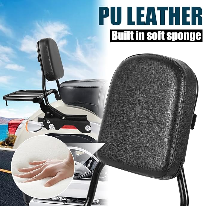 Upright Passenger Backrest Sissy Bar with Luggage Rack Docking Hardware Kit Compatible with for 2018-2025 Harley Softail FLSL FXST Heritage Classic FLHC FLHCS Deluxe FLDE Street Bob FXBB
