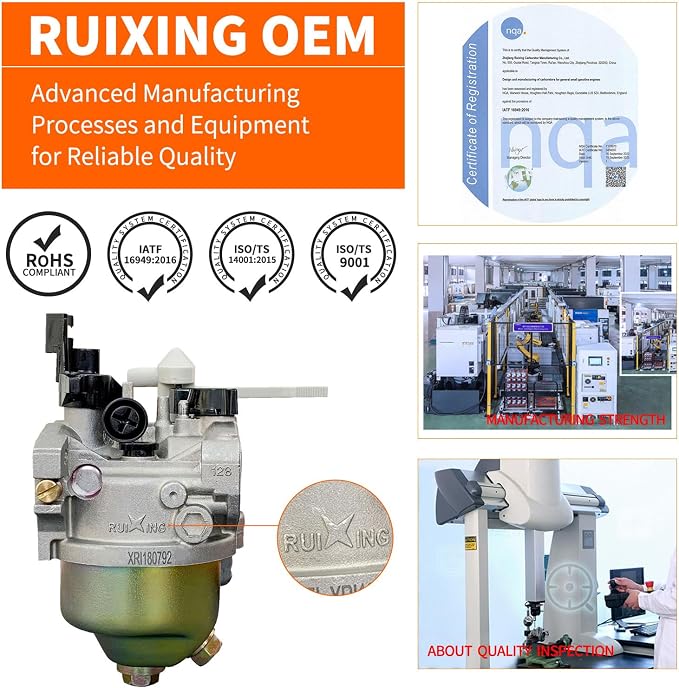 Ruixing OEM GX160 GX200 Carburetor for Honda GX120 GX140 GX160 GX168 GX200 5HP 5.5 hp 6.5HP Engine Predator 212cc Carb 196cc 163cc OHV 224cc Engine