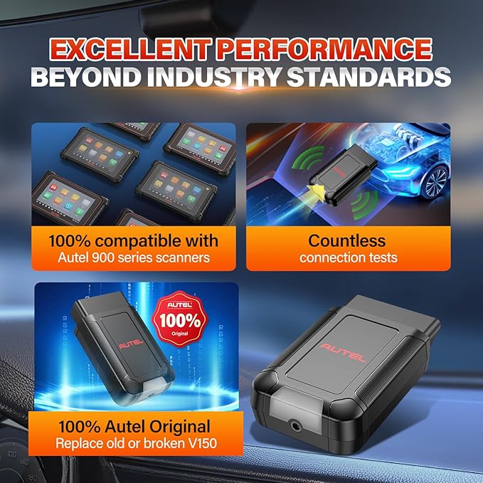 Autel MaxiVCI V150 Wireless Bluetooth Diagnostic Dongle, 2026 VCI 150 OBD2 Connector Adapter Car Communication Interface, Work w/Autel Scanner MK900BT MP900BT MP900Z-BT MP900TS MK900TS MX900TS TS900