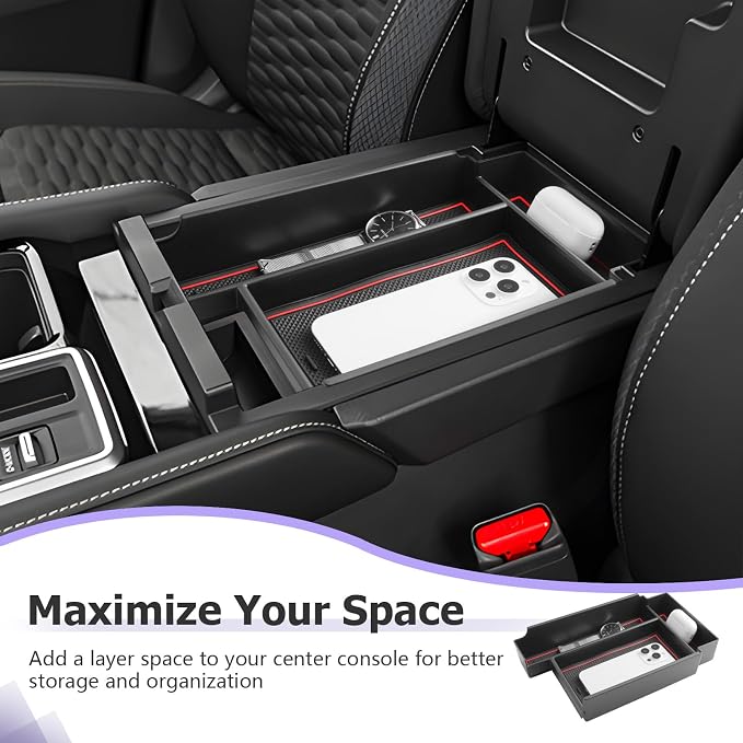 LUWU 2025 2026 Pathfinder Center Console Organizer Compatible with Pathfinder 2022 2023 2024 2025 2026 Accessories Armrest Console Storage Box Insert Tray ABS Material Coin Container, Red