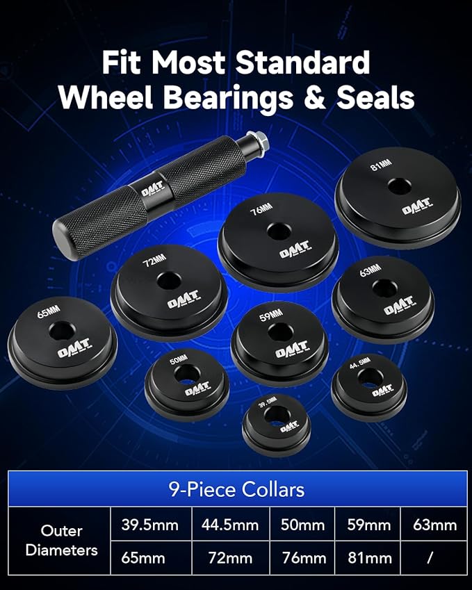 Orion Motor Tech Bearing Press Kit, 10pc Bearing Race and Seal Driver Set with Seal Driver and 9 Bearing Adapters, Seal Installer Bearing Driver Kit for Bearing Installation, with Blue Case