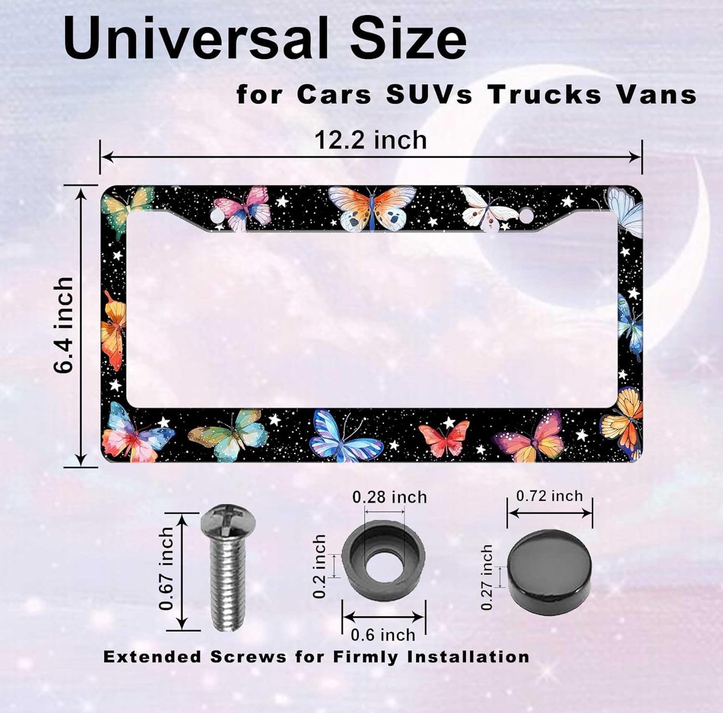 Butterfly License Plate Frame Animal Print License Plate Holder Bracket Metal License Tag Plate,1Pcs License Pate Frame Butterfly for Women Men