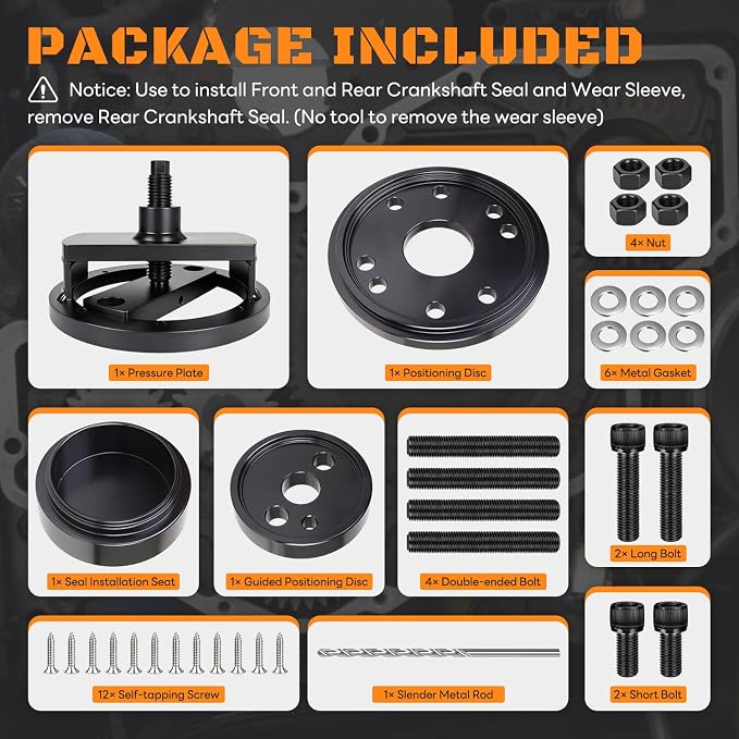 3824498 Upgraded Front & Rear Crankshaft Seal Remover Installer with Wear Sleeve Installer Tool Set Compatible with Cummins 3.9L 5.9L 6.7L 1989-2016 Replace 3824500 2063800090 ST-244C