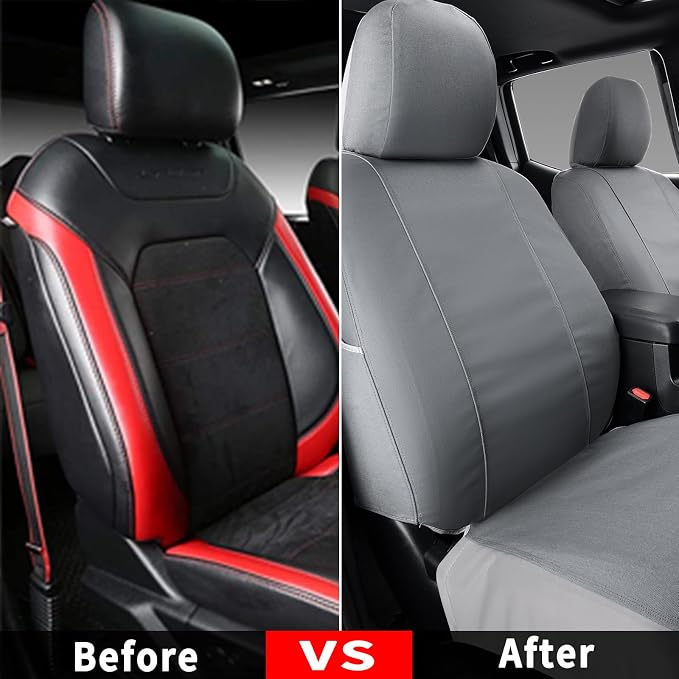 Coverado Seat Covers Custom Fit for Tacoma Double Cab/Crew Cab SR/SR5/TRD Sport/TRD Off-Road/Limited Seat Cushion Protectors 2005-2015 Canvas (Frontpair, Gray)