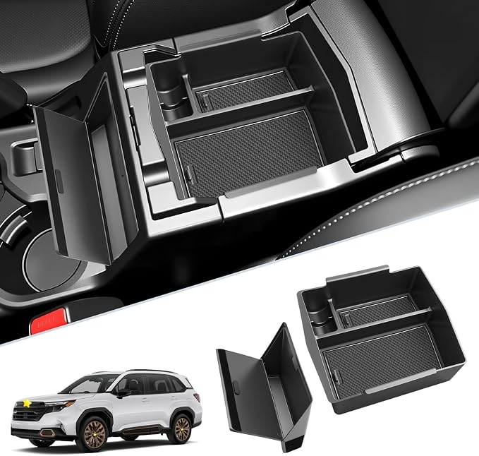 SKTU 2-Pack for 2025 Subaru Forester Center Console Organizer for 2025 Subaru Forester Console Tray & Hidden Storage Box Subaru Forester 2025 Accessories ABS Durable