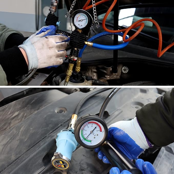 JoyFans Coolant Pressure Tester Kit, Cooling System Coolant Vacuum Refill Kit Automotive Tools Works on Radiator Leak Test & Coolant Fill Purge Service for Cars Trucks Airlift