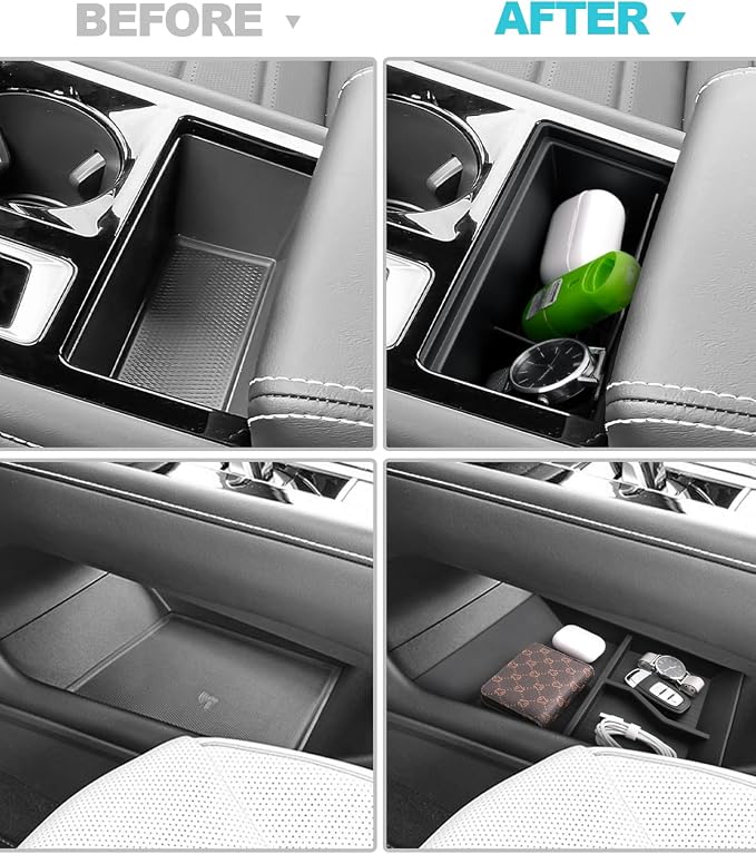 CDEFG 2Pcs for 2024 2025 2026 Atlas Center Console Organizer Tray for 2024-2026 VW Atlas (SEL, R-Line, SE) Accessories Lower Console Front Armrest Storage Box(Not for Atlas Cross Sport)