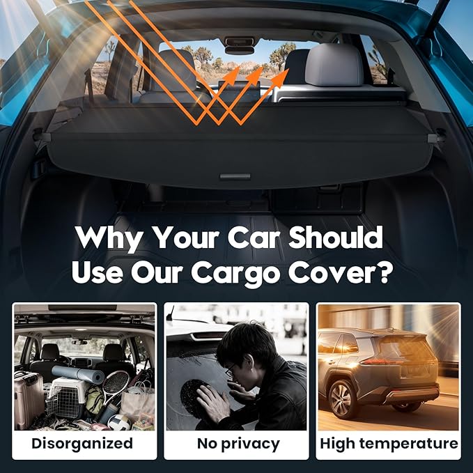 Powerty Retractable Cargo Cover for Honda Prologue/Chevy Blazer EV 2024-2026 (Not for Blazer), Canvas Texture Trunk Cover Privacy Screen Rear Security Shade for Prologue/Blazer EV Accessories