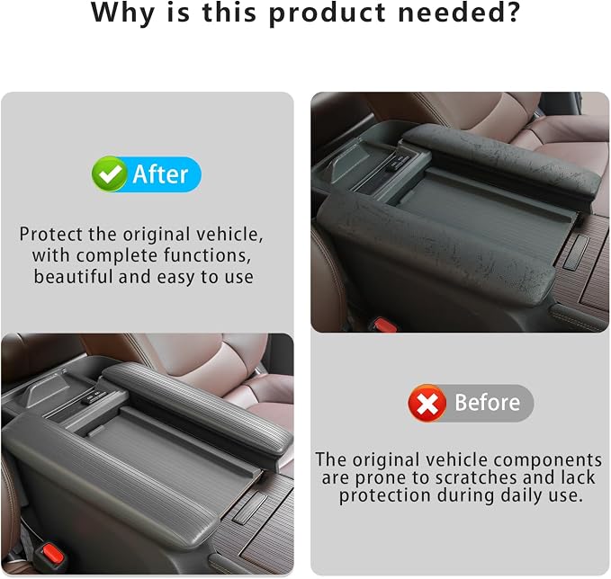 2PCS Center Console Armrest Side Cover for Toyota Sienna 2021-2026 Silicone Armrest Storage Box Side Cover Protector Compatible with LE/XLE/XSE/Woodland Edition/Limited/Platinum(Gray)