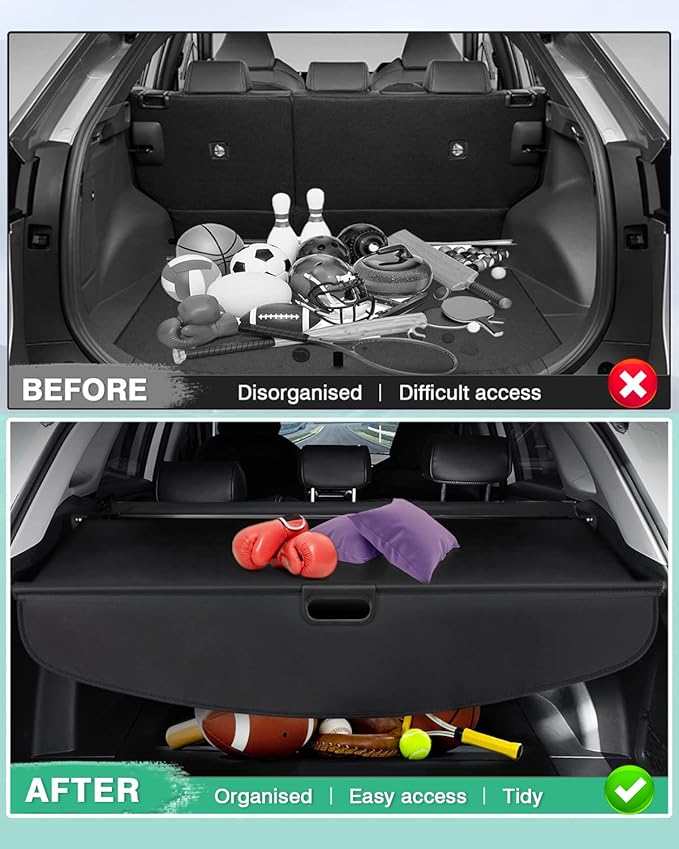 Powerty Custom Fit for Cargo Cover Acura RDX 2013-2018 Retractable Trunk Shielding Shade Cargo Luggage Cover (Updated Version:no Gap)(ONLY for with Power Tailgate Rear GATE,NOT FIT for Base Model)