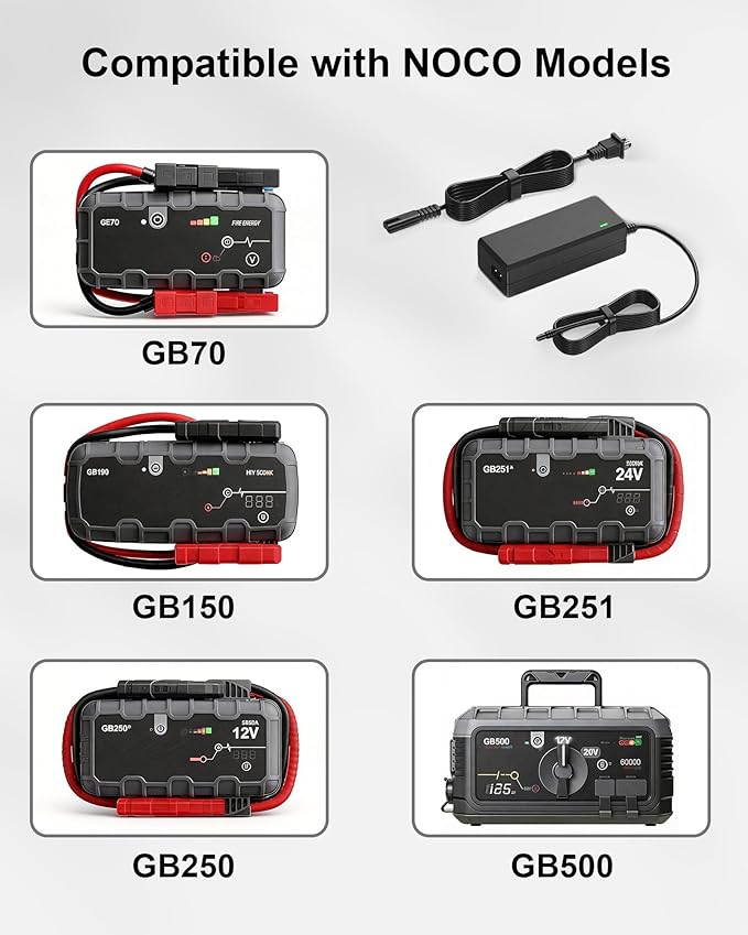 WUKUR 56W 14V Power Adapter for NOCO GB70 GB150 GB250 GB250+ GB500+ Lithium Jump Starters XGC4 XGC AC Power Supply Charger with 8.8FT Power Cord