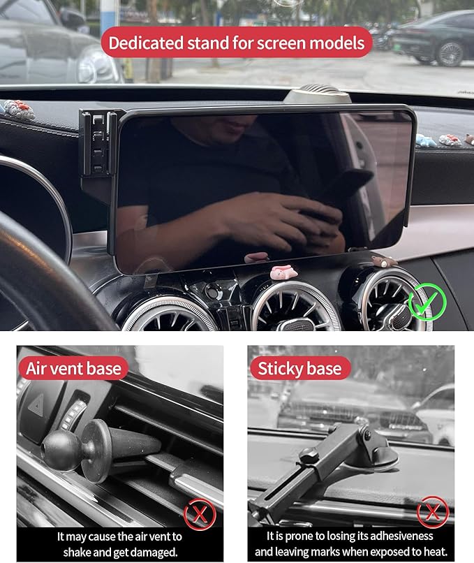 Wireless Charging Car Phone Holder for Mercedes Benz GLC-Class 2020-2022 / C-Class 2019-2021, 10.25" Screen Fixed Clip, 360° Rotation Car Phone Mount Compatible with MagSafe