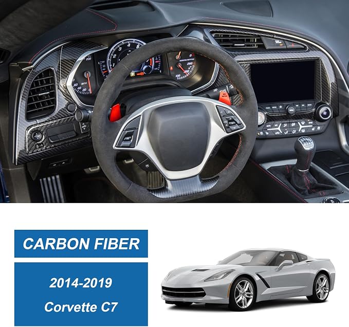 12PCS Real Carbon Fiber Center Control AC Air Vent Trim Compatible with Corvette C7 2014–2019, Interior Decal Sticker Accessories