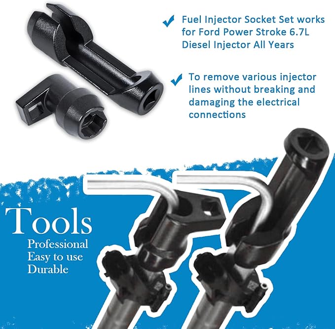 Fuel Injector Socket Set and Injector Removal Tool (3418) Fit for Ford Powerstroke Diesel 6.7L 2011-2018 F-250 F-350 F-450 F-550