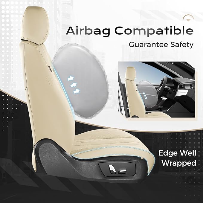 Coverado Car Seat Covers Full Set, Seat Covers for Cars, Front Seat Covers and Back Seat Cover Waterproof Leather Automotive Seat Cover, Universal Car Interior Protectors Cushion for Most Cars