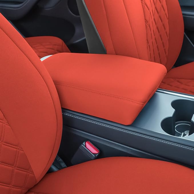 FH Group Custom Fit Car Seat Covers Specifically Made for 2020-2025 Tesla Model Y Ultraflex Neoprene Water Resistant Automotive Seat Covers - Full Set Solid Red