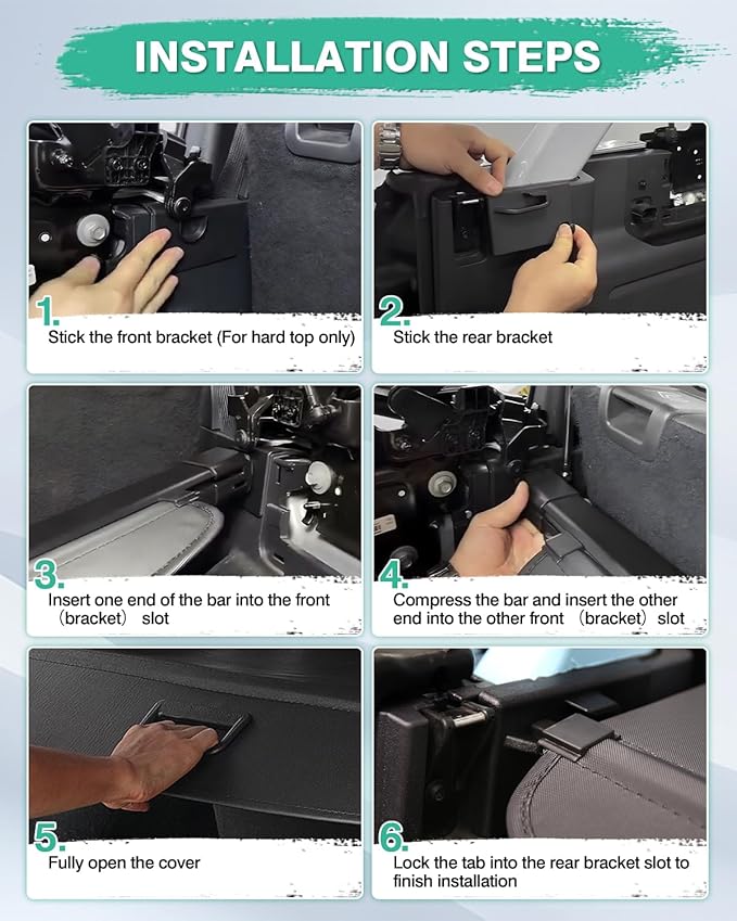 Powerty Retractable Cargo Cover for Ford Bronco Accessories 2025 2024 2023 2022 2021 4-Door Soft Hard Top, Rear Trunk Cargo Cover Security Shield Shade(Not for Bronco Sport & Bronco 2-Door)