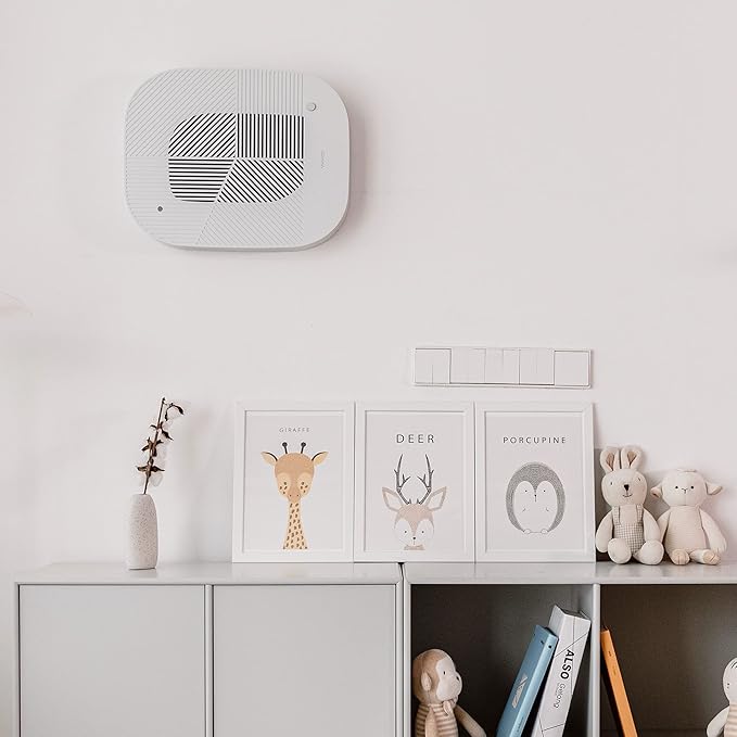 KOMMA Lov Air Purifier for Bedroom, 3.1 inch Slim Wall mount & Stylish Standing type, Hepa Filter Air Cleaner, Remove Fine Dust, Smoke. (KnitGray)