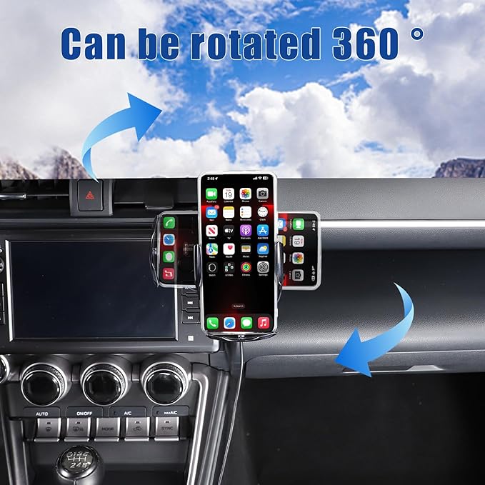 HAPPYHORSE Car Phone Mount Compatible with Toyot@ 86/Subaru BRZ 2022-2024 Car Central Control Right Side Mobile Phone Bracket Phone Holder Phone Mount with Self-Adhesive Base Accessories (Type D)