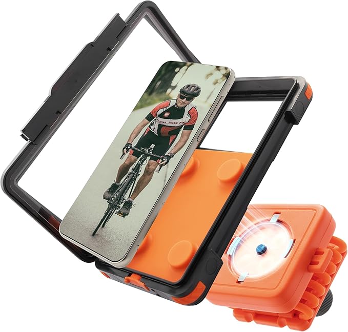 ROCKBROS Magnetic Bike Cell Phone Holder IPX4 Waterproof Motorcycle Phone Mount on Handlebar Fit for 4.7"-6.9" Phones FlipCase 360° Full-Body Protection 3S Quick Auto Lock Rotateable Anti-Shock