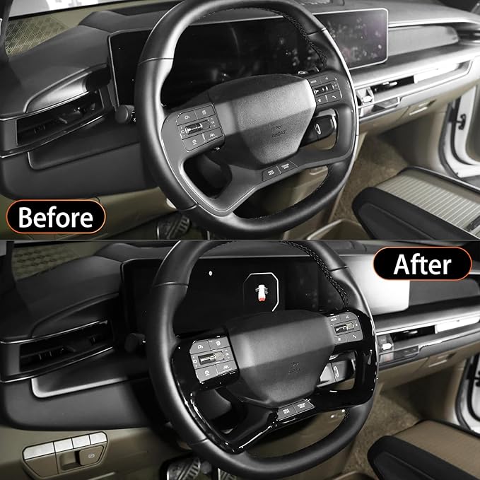 YOUTOOCAR Steering Wheel Trim Cover Compatible with Kia EV9 2024-2026 Accessories (Glossy Black)