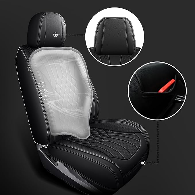 AOMSAZTO Seat Covers Fit for Chevy Chevrolet Silverado GMC Sierra 1500 2500HD 3500HD 2007-2018 Crew Double Extended Cab Full Set Truck Pickup Car Seat Covers (5 Seats, Black)