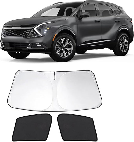 3PCS Car Window Shades Front Windshield Sun Shade Foldable Window Shade Custom Fit for 2023 KIA sportage Accessories Car Shades for Front Windows Anti-UV Rays Block Heat