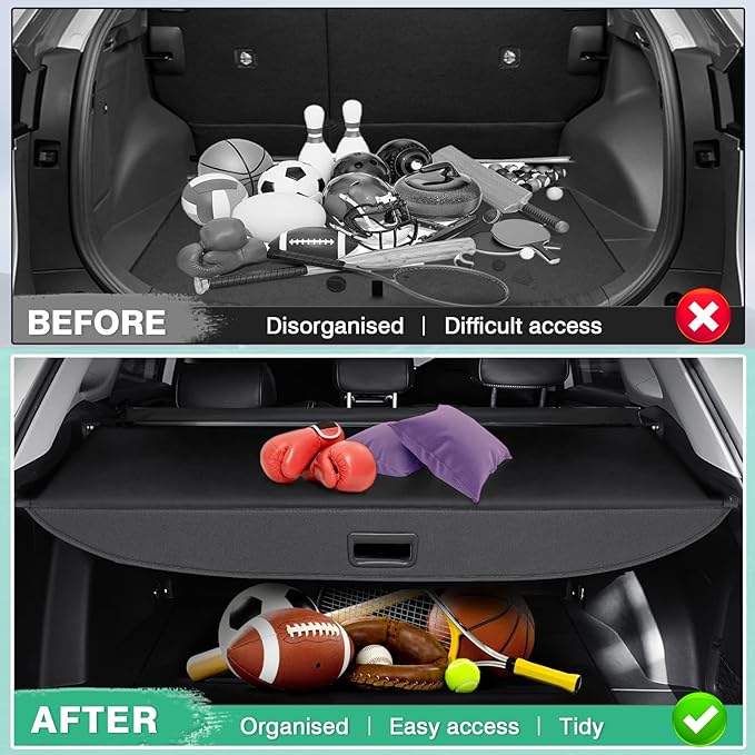 Powerty Cargo Cover for 2018-2024 VW Volkswagen Tiguan Accessories Trunk Cover Retractable Trunk Shielding Shade Cargo Luggage Cover No Gap(NOT for 2025 Volkswagen Tiguan)