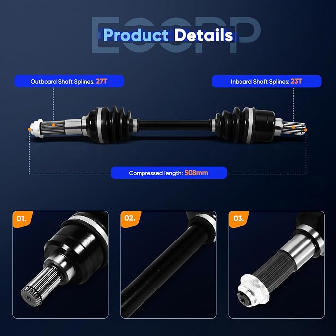 ECCPP CV Axle Drive Shaft Assembly fit 2011-2014 for Yamaha Grizzly 450 Rear Left Right 1CT-2530V-00-00