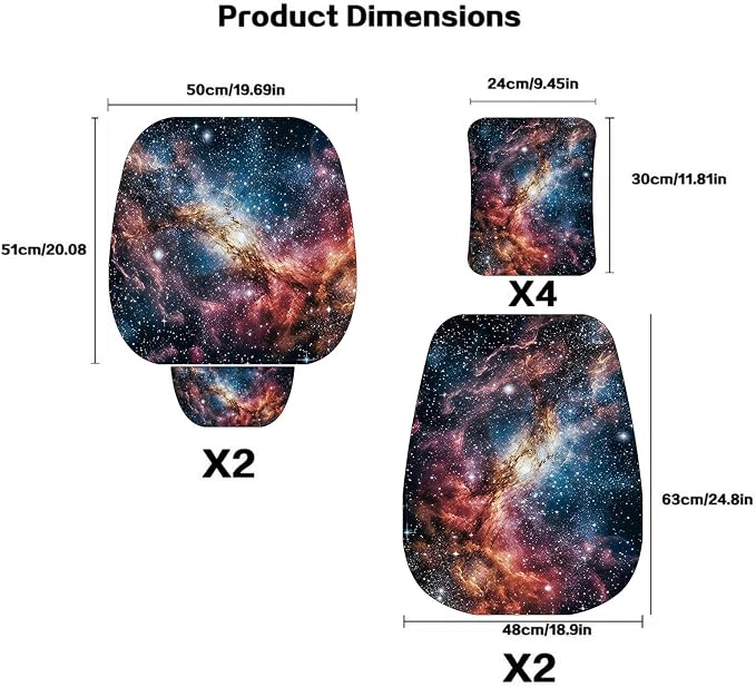 Luxury Boho Car Seat Covers Set,5-Seat Full Set with Headrest,Starry Sky Vintage Bohemian Pattern Honeycomb Knit Fabric,Breathable&All-Season Universal Automotive Seat Protectors