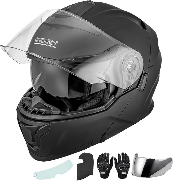 OUMURS Modular Motorcycle Helmets Full Face Flip up Street Bike Motorcycle Helmet for Unisex Adult Model 912