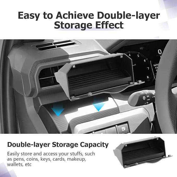 LUWU 2PCS Center Console Organizer for 2024 2025 2026 Toyota Tacoma & 2025 2026 Toyota 4Runner Accessories Storage Drawer Tray, Driver's Air Vent Storage Tray Extra Storage Organizer for Key Coins