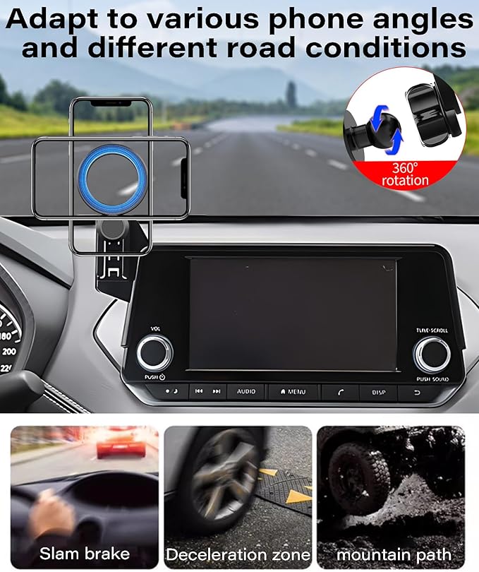 Magnetic Car Phone Mount for 2020-2025 Nissan Sentra /2021-2024 Altima Accessories,for MagSafe Strong Magnets Cell Phone Holder 7-Inch Screen Cradles,with Portable Phone Gripper 360° Rotation