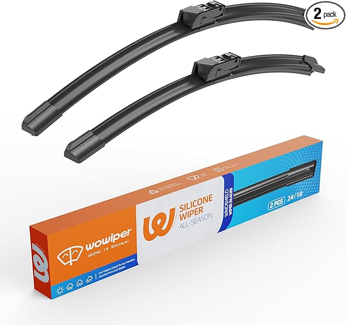 Silicone Wiper Blades 24" + 18" Automotive Replacement Windshield Wiper Blades for MAZDA CX5 2023-2017/MAZDA CX9 2023-2016/MAZDA 6 2021-2018 OEM Quality Wipers for Front Windshield(Set of 2)