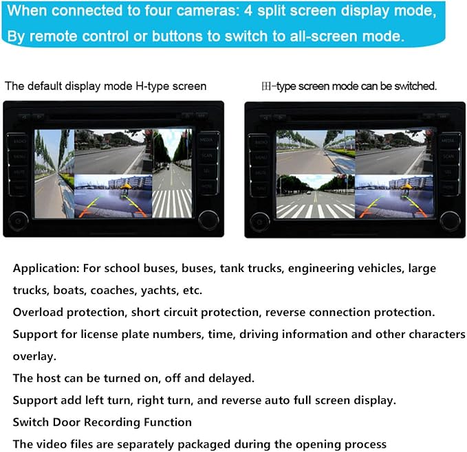 Parking Camera Video Switch 4 Channel Video Splitter Control Box DC12V 24V Image Switch Remote Control High Definition for Truck Bus Boat