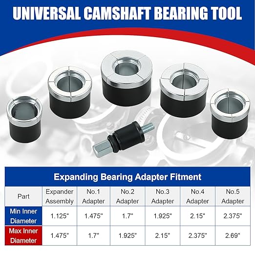 NYXOVA Cam Bearing Removal and Installation Tool Set, Camshaft Bearing Ranging from 1-1/8" to 2-2/3" for Most Domestic and Import Vehicle Trucks, Bearing Installation Tool