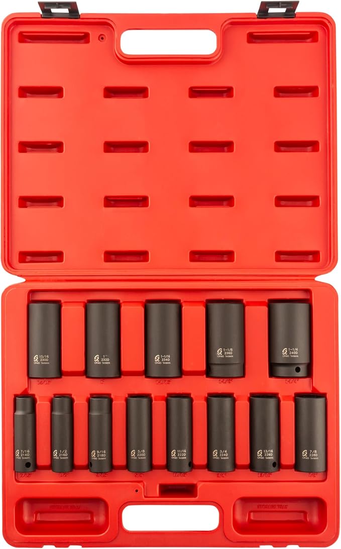 Sunex 2651 1/2-Inch Drive Standard SAE Impact Socket Set, 13 Piece