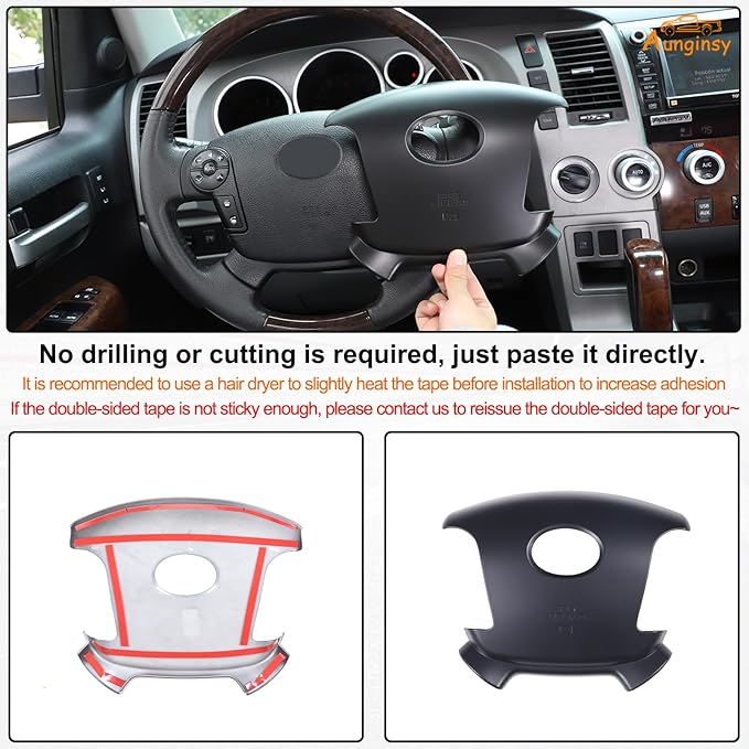 Aunginsy Central Control Steering Frame Trim Compatible with Toyota Tundra 2007-2013 Pickup Truck Center Console Steering Panel Protection Cover Decorative Sticker ABS Interior Accessories