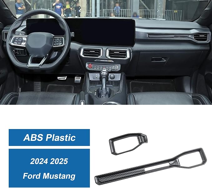 Carbon Fiber Center Console Dashboard Panel Cover & AC Air Vent Cover Compatible with Ford Mustang 2024 2025